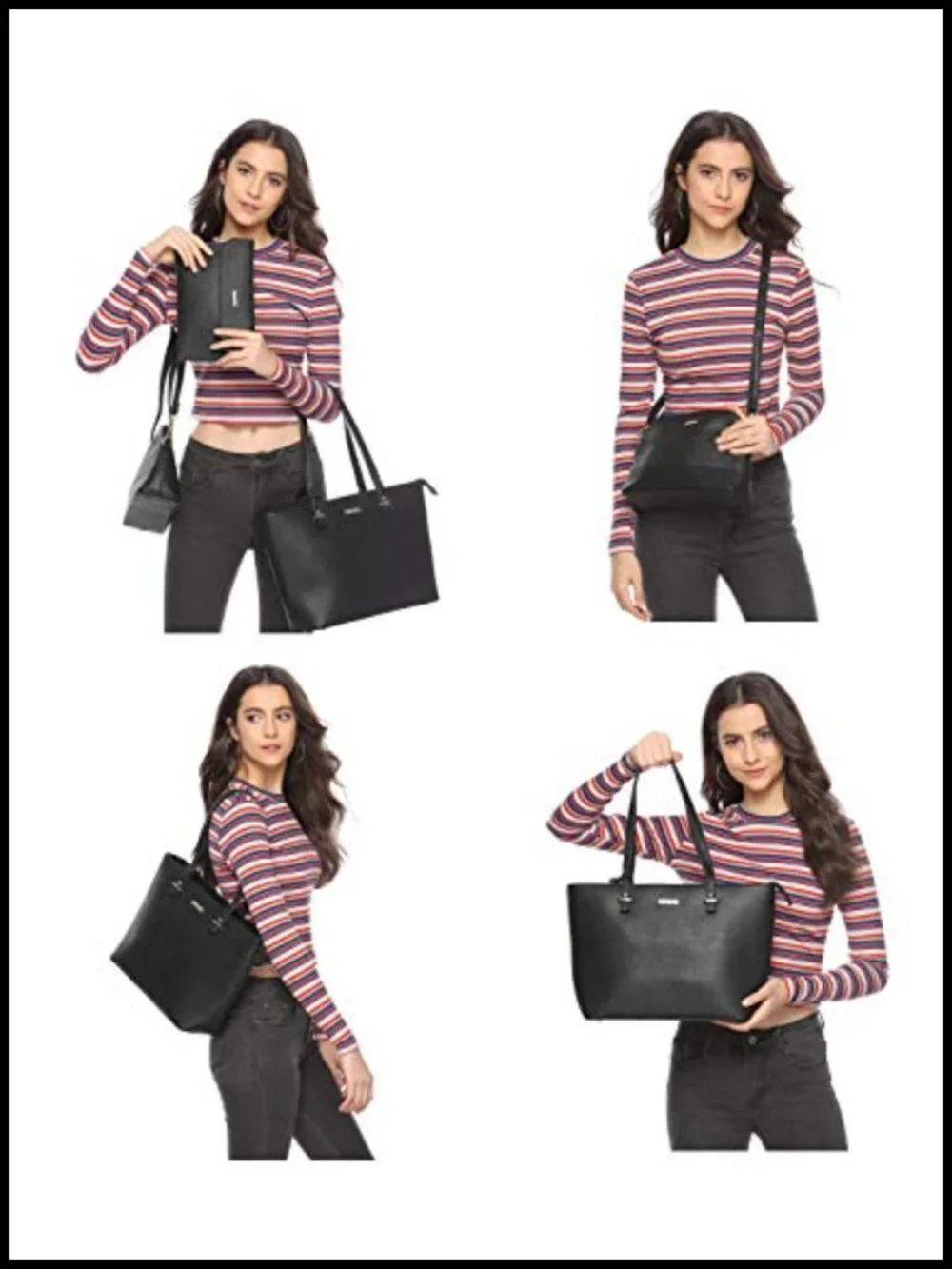 4-Piece Satchel Handbag Set with Tote, Messenger, Wallet & Card Holder